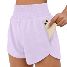 Women's Athletic Shorts High  Running Short Pocket-Purple L