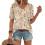 Women's  Short Sleeve Button-Down V-Neck Shirts-light khaki M 1