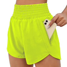 Comfortable Women's High Waist Shorts-fluorescent green XXL