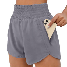 High Rise Women's Running Shorts Quick Dry-Dark Grey XXXL