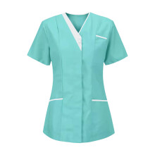 Lightweight Nursing Scrubs Short Sleeve Nurses-Light green XXXL