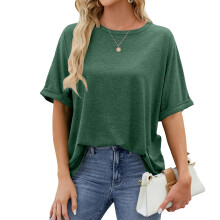 Übergroßes Damen-T-Shirt, lässiges, kurzärmliges,-Grün S