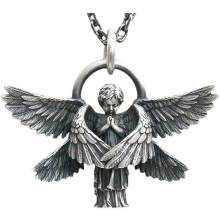 Klassiskt ängelhänge halsband serafim serafim bönehänge lång kedja halsband män kvinnor kristen bön lycka smycken accessoarer