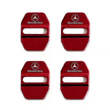 (4pcs benz red) Car Styling Car Door Lock Covers Stikcer Case Suitable For Mercedes Benz New B/c/e Class A Class C200l Glc Glk Cla Gla Accessories