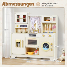 Spielküche aus Holz für Kinder mit Herd, Spüle und Kaffeemaschine