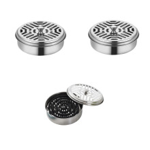 3-pack myggspiralhållare i rostfritt stål med lock, runt rökelsefodral i metall för säker utomhuscamping, ute
