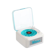 Tinghai Retro  Speaker  Wireless Stereo Ambient Light Subwoofer White Noise Vinyl Record Player White