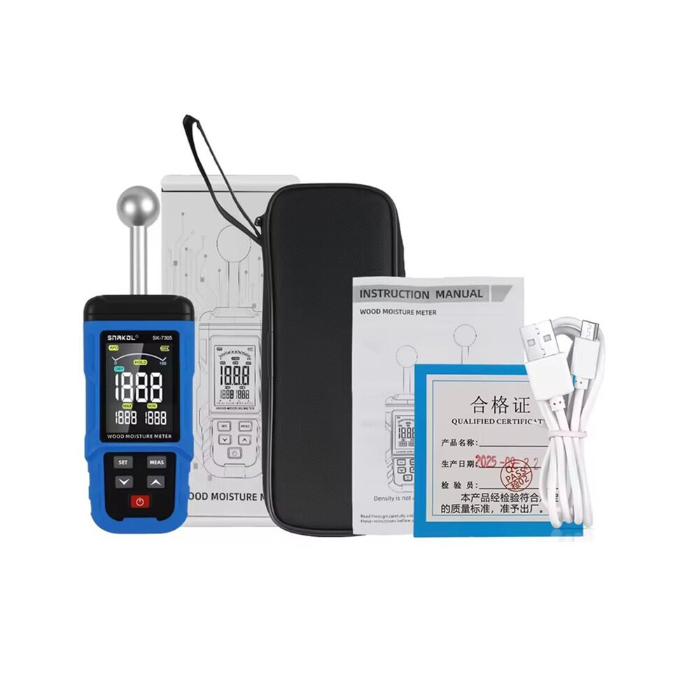 Snakol Pinless Moisture Meter With Probe & Color Lcd, 0-Rh Range, Alarm Function For Wood/Walls/Concrete/Masonry Sk7305 4712804145387