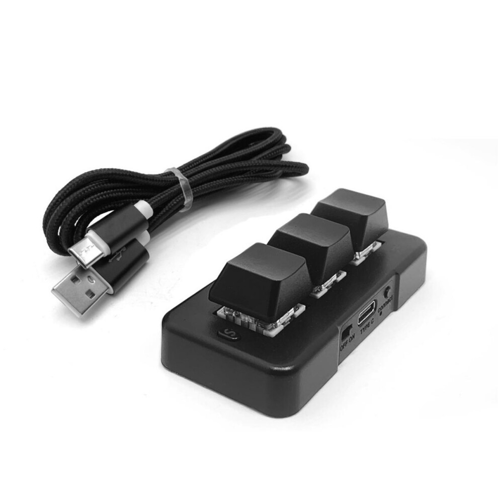 3 Key Keypad Rgb Backlit 3 Keys Usb Interface Mini Mechanical Programmable Plug And Play Macro Keypad For Computer Black 9477002866032