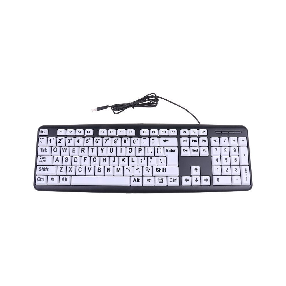 Large Print Usb Keyboard With High Visibility Keys For Visually Impaired Users White/Black 9477002868883