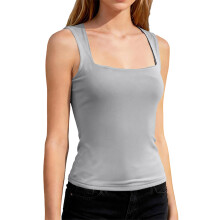Women's Square Neck Sleeveless Tight T Shirts-Gray XL