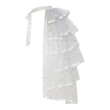 Steampunk Tie on Bustle Skirt 6 Layered Tie-on Belt-White S