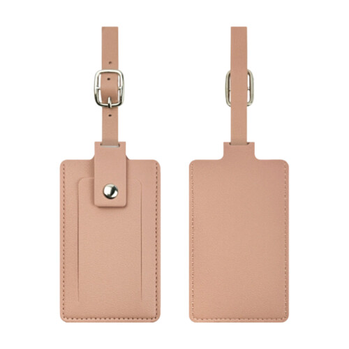 Elegant PU Leather Bag Labels With Replaceable Card And-Pink