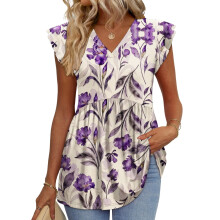 Women's  Blouses, with Ruffle Sleeves, Spring Elegant-Multi S