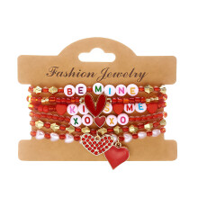 Fashionable Soft Clay And Alloy Bracelet Set Heart Charm-6