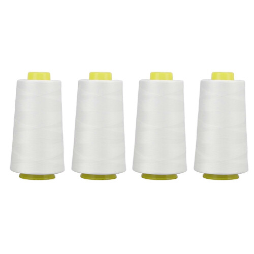 Stück Overlockgarn, weiß, Premium-Polyester, robust, langlebig, verschleißfest, vielseitig einsetzbar_M