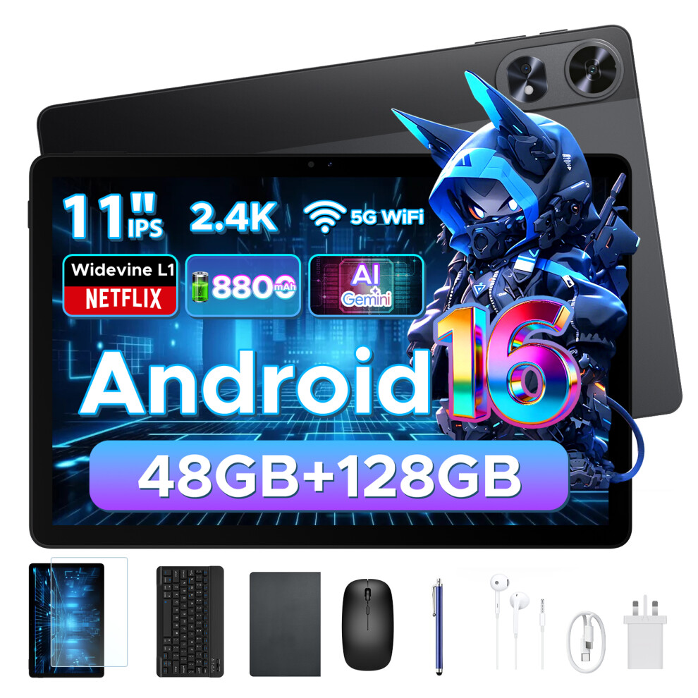 Aorlym P11 Pro 11 Inch Tablet With Android 16 & Gemini Ai, 48Gb Ram+128Gb Rom/2Tb, T7250 Octa-Core, 8800Mah/18W, 120Hz, 5Mp+13Mp, Gps, Fm, Face Id,Otg 6979284600333