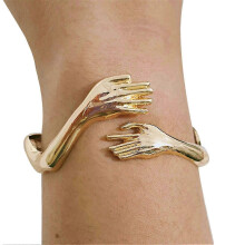 Hand Hug Bracelet for Women Men Open Cuff Bangle Adjustable Couple Bracelet Vintage Jewelry Gift  for Birthday Christmas