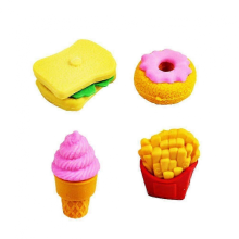 4pcs Creative Cartoon Food Design Removable Erasers compatible with Kids Stationery Gift, Ideal compatible with Classroom Supplies and