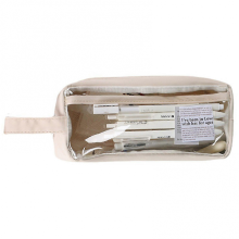 (Cream Color)Transparent Solid Color School Pencil Bag Large Capacity Bag Coin Purse compatible with Teen Students Girls Boys