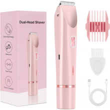 Dermave Bikini Shaver, rasoio a doppia testina per donna, rifinitore elettrico per bikini 2 in 1 bagnato e asciutto per donna, rosa