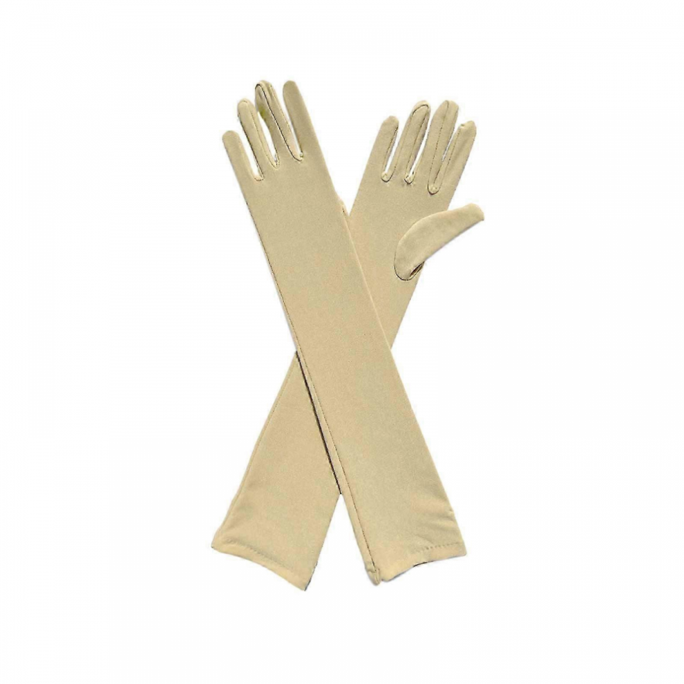 Beige (Beige)Adult Over Elbow Stretch Long Spandex Opera Gloves Puw1214