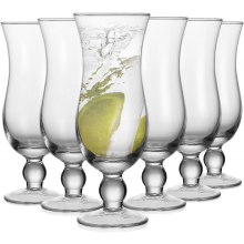 Paquete de 6 vasos de vidrio para huracán, 14 oz, vasos de piña colada transparentes tipo tulipán para jugos y cócteles, regalo ideal