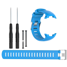 Correa de repuesto de silicona ajustable para reloj de buceo Suunto D4/D4i/D4i Novo con herramientas, color azul
