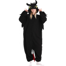 Pijama de una pieza con forma de dragón sin dientes, ideal para fiestas de Halloween.