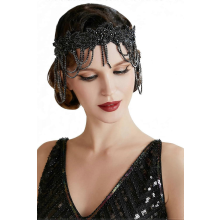 Tocado estilo flapper de los años 20, diadema estilo años 20, diadema estilo Gran Gatsby, cadena para mujer, accesorio vintage para el