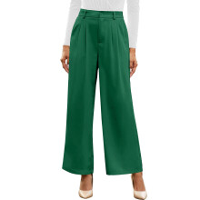 Womens Pants Wide Leg Solid Color Business Pants With-Green S