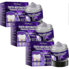 (3) Hydroxyapatite Teeth Whitening Powder Remove Stain Calculus Bad Breath Repair Enamel Sensitive Tooth Mint Gum Care Purple Powder