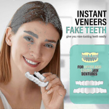 2 Pairs Denture Teeth Veneers Dentures Socket Dental Veneers for Temporary Tooth Repair-meili