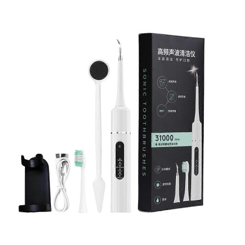(A, white) Portable Electric Waterproof Teeth Cleaner