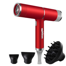 (Red) Professional Hair Dryer Fast Drying Ionic Hairdryer with Diffuser Home
