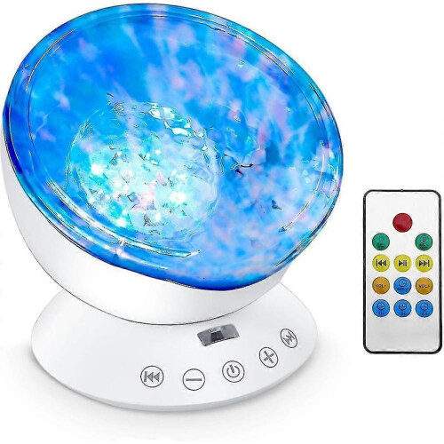Ocean Wave Projector, Led Night Light Lamp With 7 Lighting Modes Music Speaker