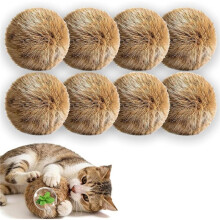 Rabbit Fur Cat Toy, 3in Soft Fluffy Real Rabbit Fur Balls for Cats, Furry Catnip Cat Toy - Washable & Durable