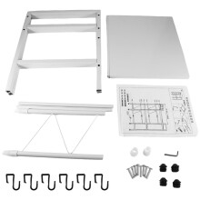 Microwave Shelf 3-Tier Extendable Worktop Shelves with 6 Hooks, Kitchen Shelf, Spice Rack White
