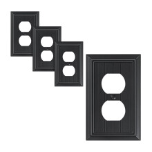 4 Pack Classic Beadboard Duplex Outlet Cover Plate, Decorative  Plates and Outlet Covers for Electrical Outlets