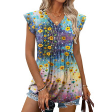 Women's Blouses, with Ruffle Sleeves, Spring Elegant-Multi XXL