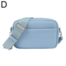 (Blue) Fashion Small Premium PU Bag Strap Square Bag Crossbody Shoulder Letter Leather Versatile Professional Women