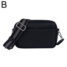 (Black) Fashion Small Premium PU Bag Strap Square Bag Crossbody Shoulder Letter Leather Versatile Professional Women