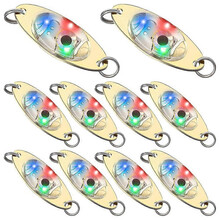 10 db LED-es horgászcsalik horgászkanál víz alatti villogó sügér halibut villogó pergető mélyvízi horgászathoz_M