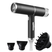 (Black) Professional Hair Dryer Fast Drying Ionic Hairdryer with Diffuser Home