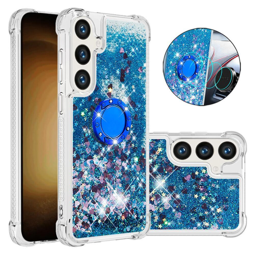 () Phone Case For Samsung Galaxy S24 With Ring Kickstand Ring Kickstand Shockproof Protection Sparkling Sand Flow 764563363216