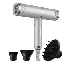 (Silver) Professional Hair Dryer Fast Drying Ionic Hairdryer with Diffuser Home
