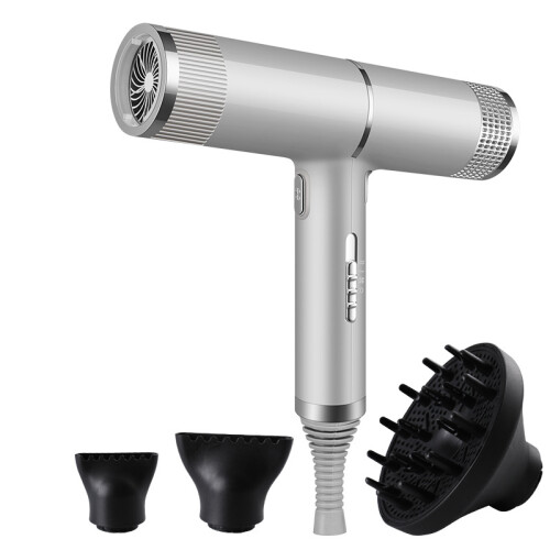 (Silver) Professional Hair Dryer Fast Drying Ionic Hairdryer with Diffuser Home
