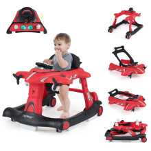 Andador para bebé 6 en 1 con altura ajustable, color rojo