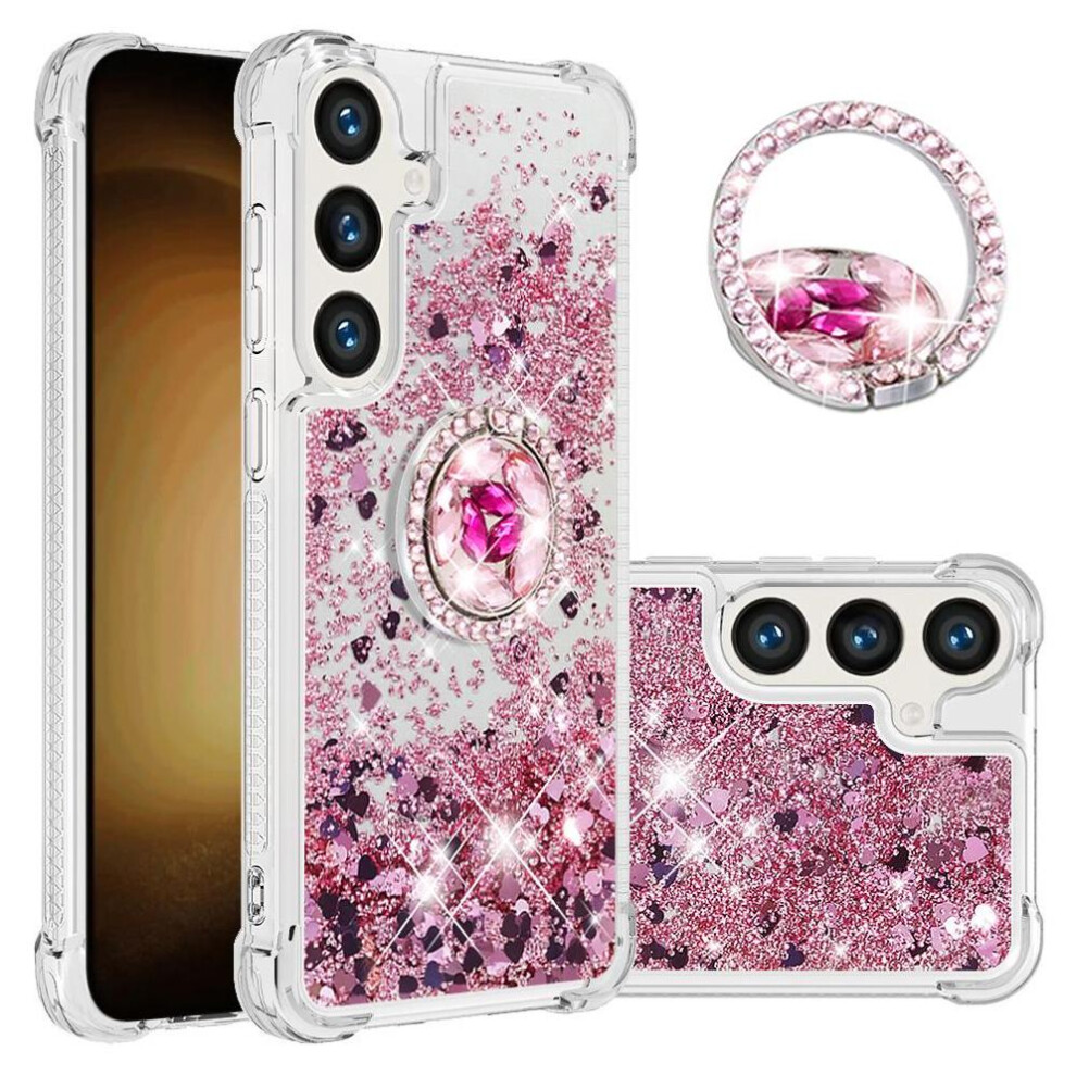 Photos - Case  Phone  For Samsung Galaxy S25 With Ring Kickstand Sparkling Sand Flow Shockproof Protection Ring Kickstan(Light Violet)