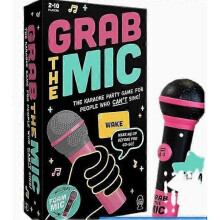 Grab The Mic Karaoke Game with Text Cards, 2-10 Players, Hilarious Board Game for Kids & Adults, Perfect for Parties & Birthdays